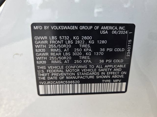 Used 2024 Volkswagen Atlas SE w/ Panoramic Sunroof Package FWD image 22