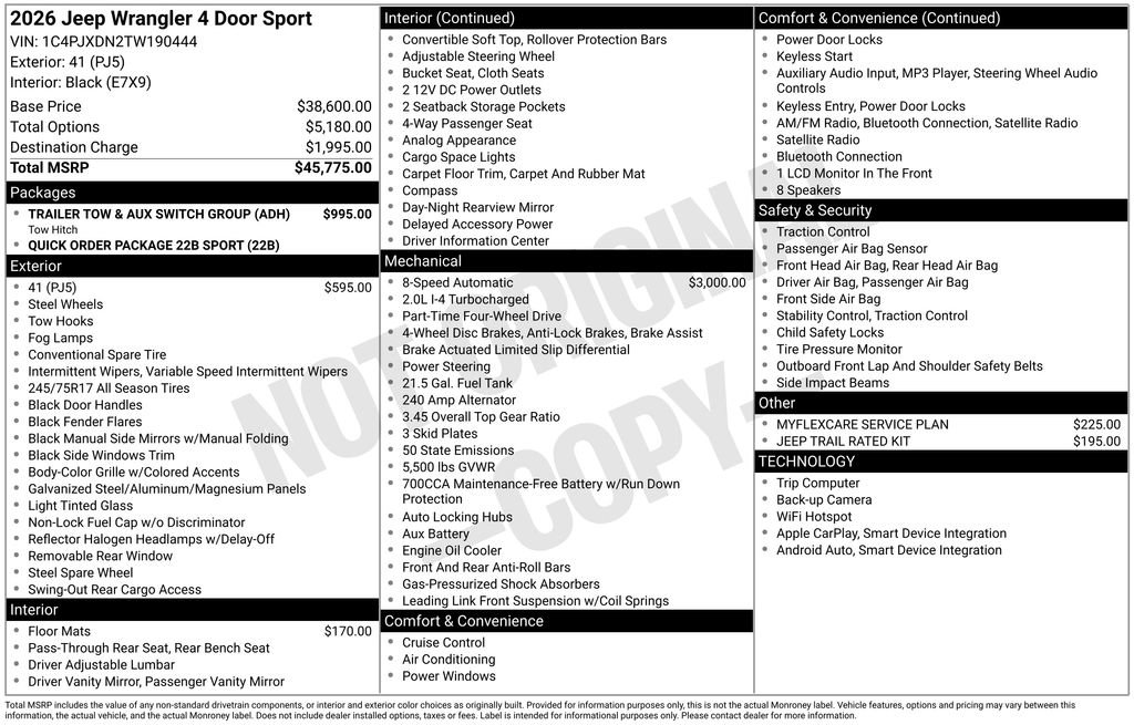 New 2026 Jeep Wrangler Sport image 6