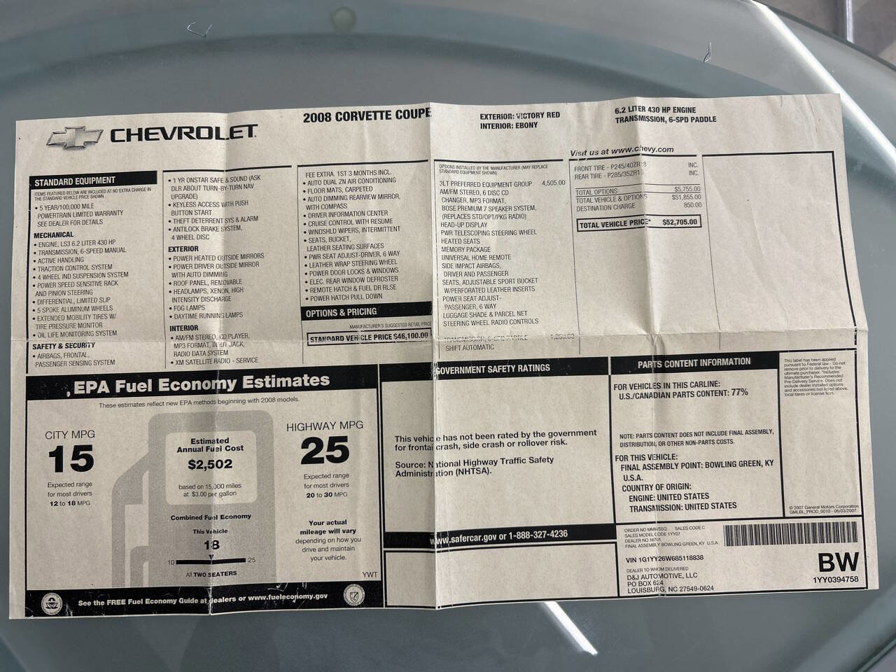 Used 2008 Chevrolet Corvette Coupe w/ Preferred Equipment Group image 2