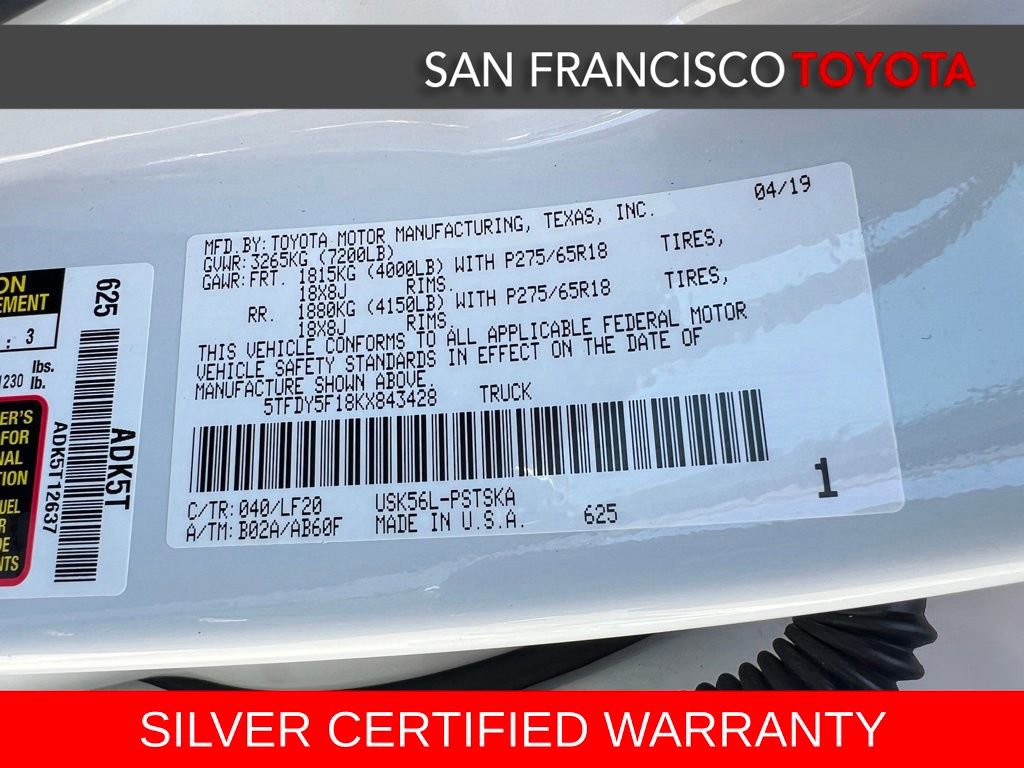 Certified 2019 Toyota Tundra TRD Pro AWD/4WD image 44