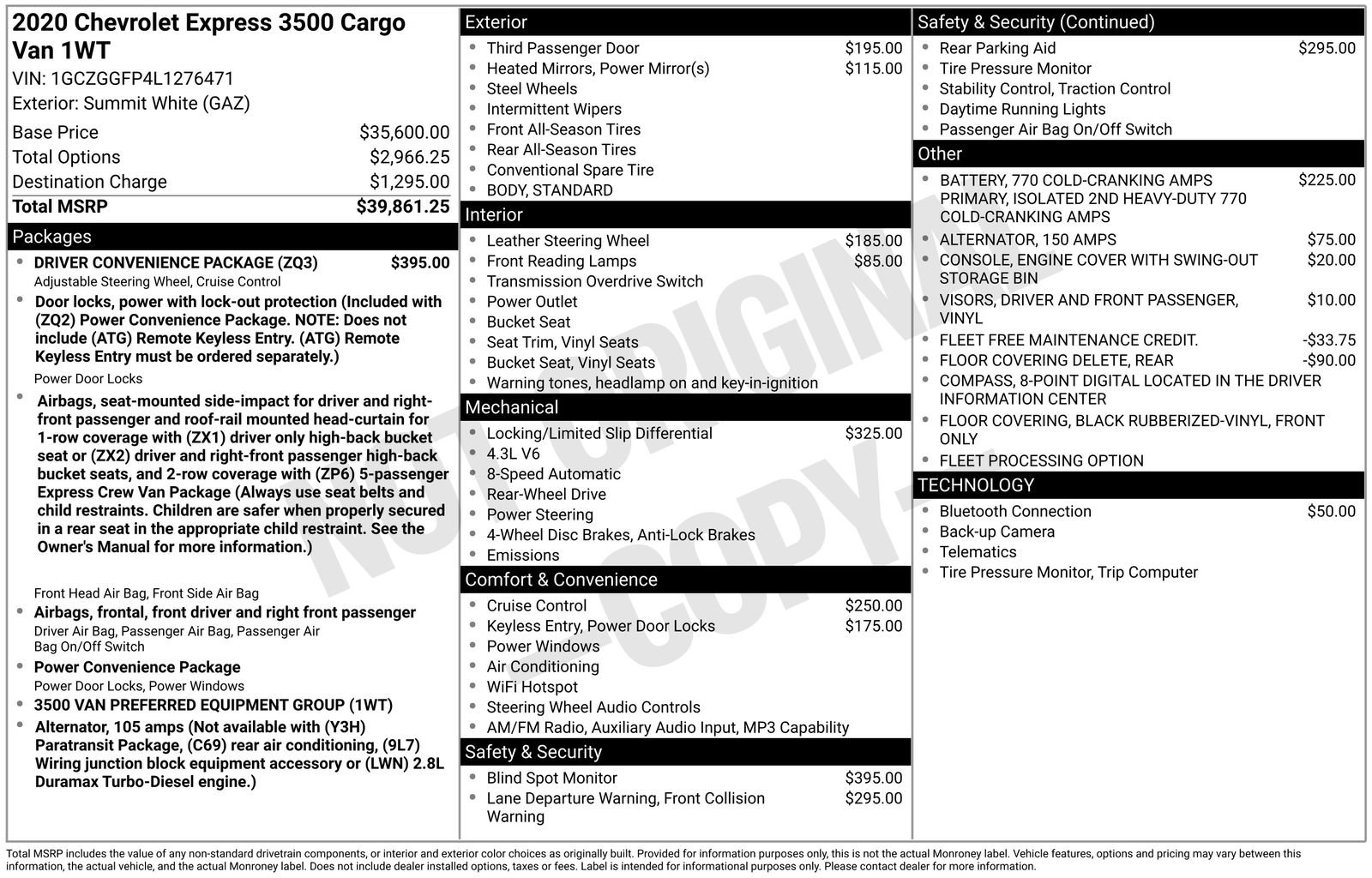 Used 2020 Chevrolet Express 3500 w/ Driver Convenience Package RWD image 45