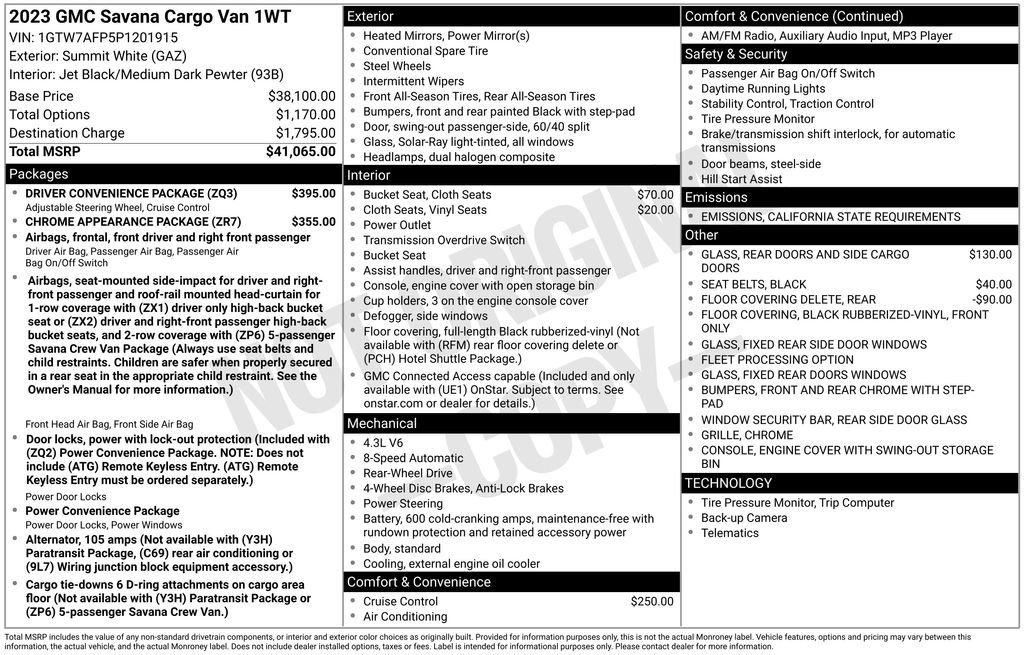 Used 2023 GMC Savana 2500 w/ Driver Convenience Package image 2