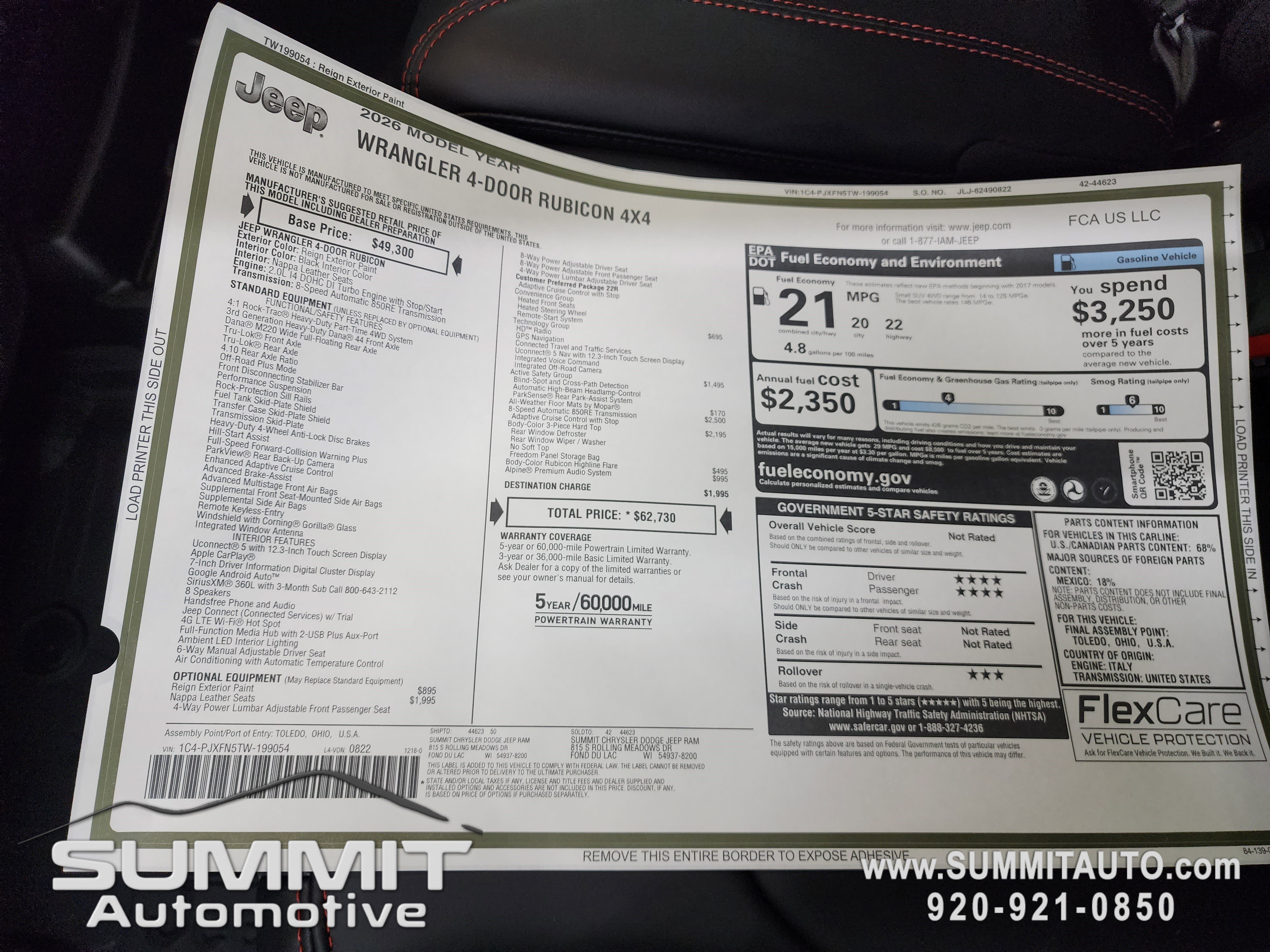 New 2026 Jeep Wrangler Unlimited Rubicon w/ Safety Group AWD/4WD image 36