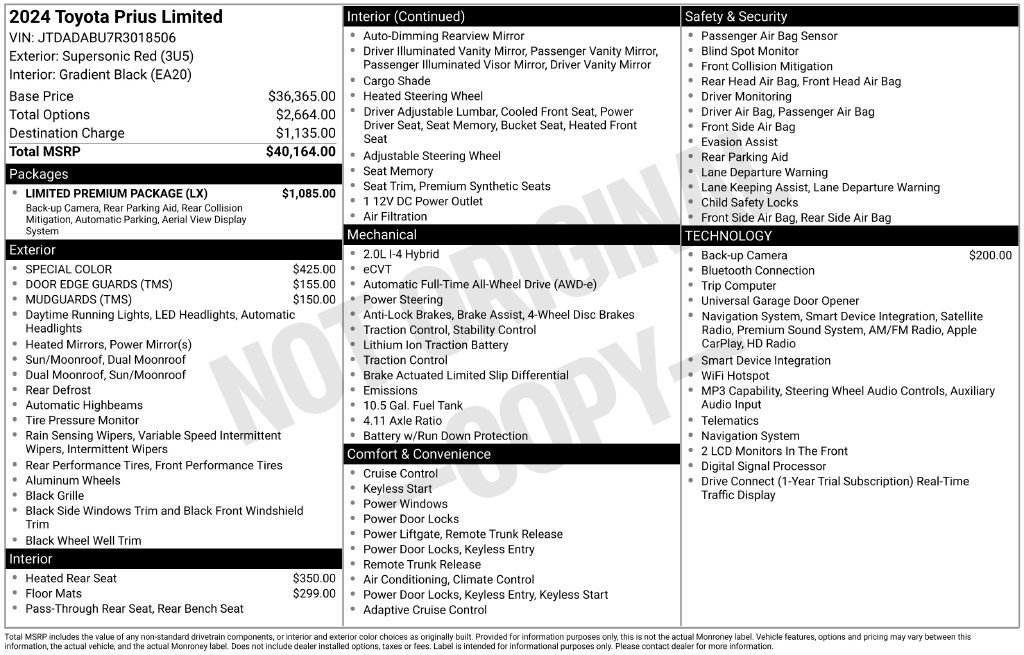 Certified 2024 Toyota Prius Limited w/ Limited Premium Package AWD/4WD image 3