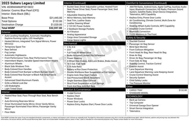 Used 2023 Subaru Legacy Limited image 15