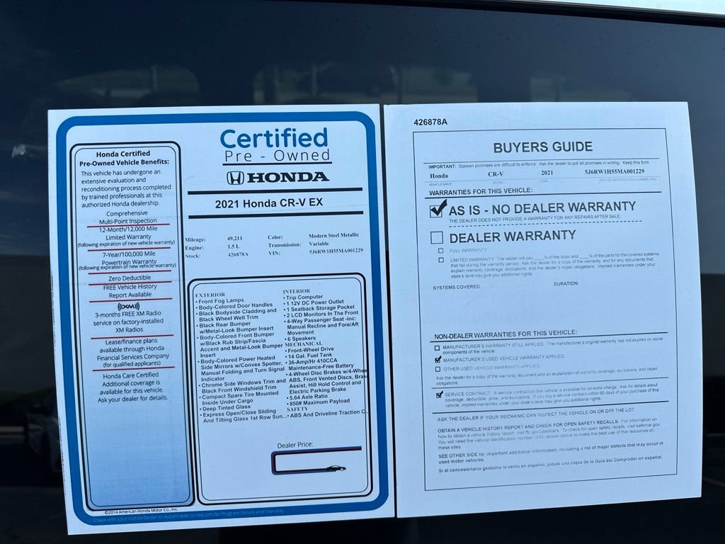 Certified 2021 Honda CR-V EX image 11