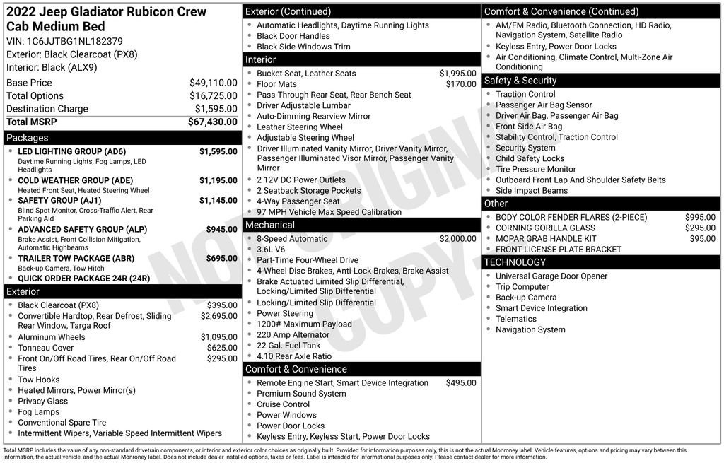 Used 2022 Jeep Gladiator Rubicon w/ LED Lighting Group image 10