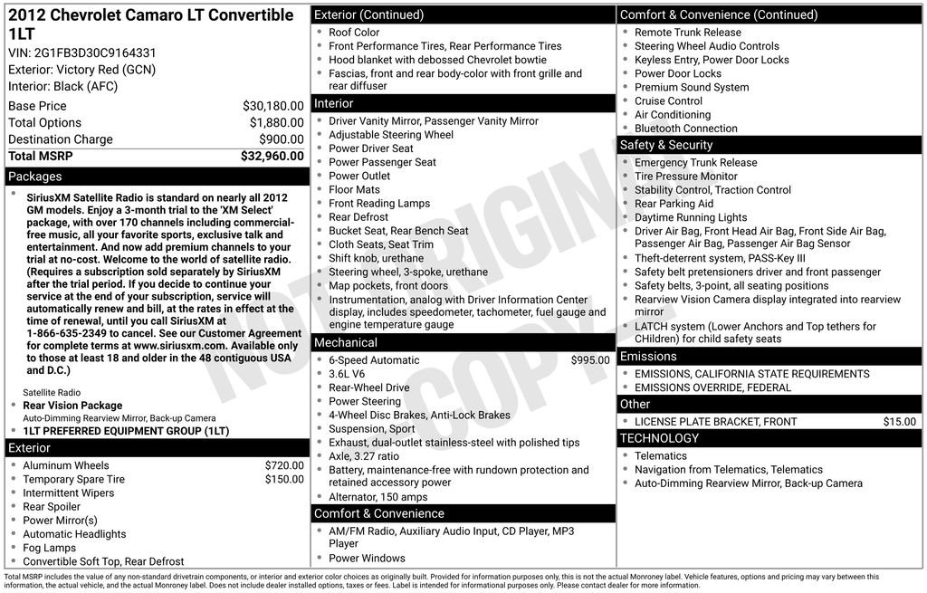 Used 2012 Chevrolet Camaro LT image 15