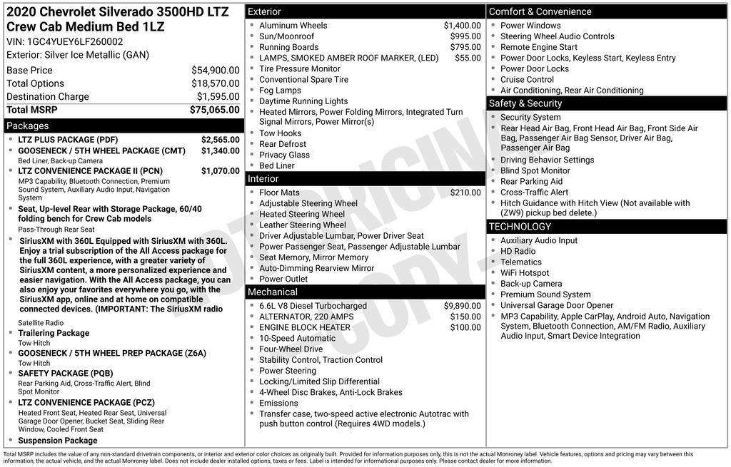 Used 2020 Chevrolet Silverado 3500 LTZ w/ LTZ Plus Package AWD/4WD image 29