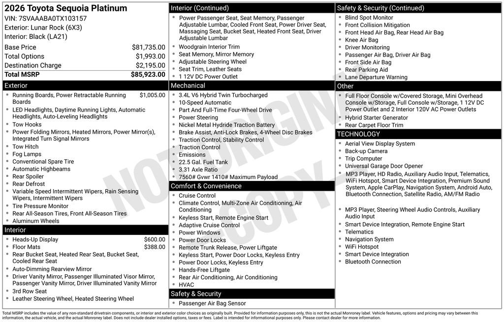 New 2026 Toyota Sequoia Platinum AWD/4WD image 24