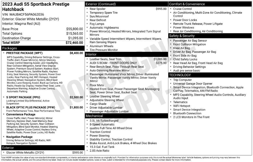 Certified 2023 Audi S5 Prestige w/ Prestige Package AWD/4WD image 41