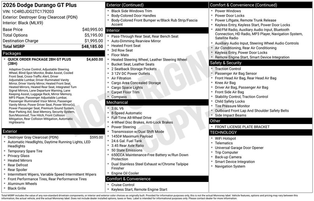New 2026 Dodge Durango GT AWD/4WD image 6