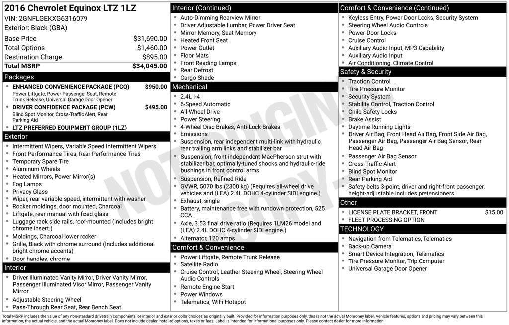 Used 2016 Chevrolet Equinox LTZ w/ Enhanced Convenience Package AWD/4WD image 19