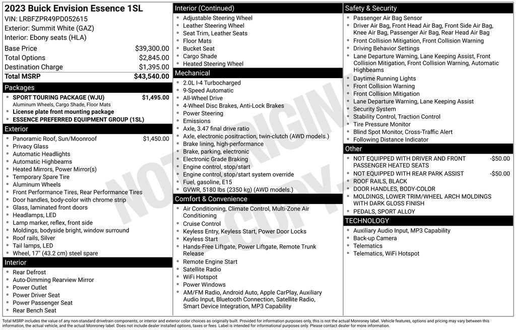 New 2023 Buick Envision Essence w/ Sport Touring Package AWD/4WD image 2