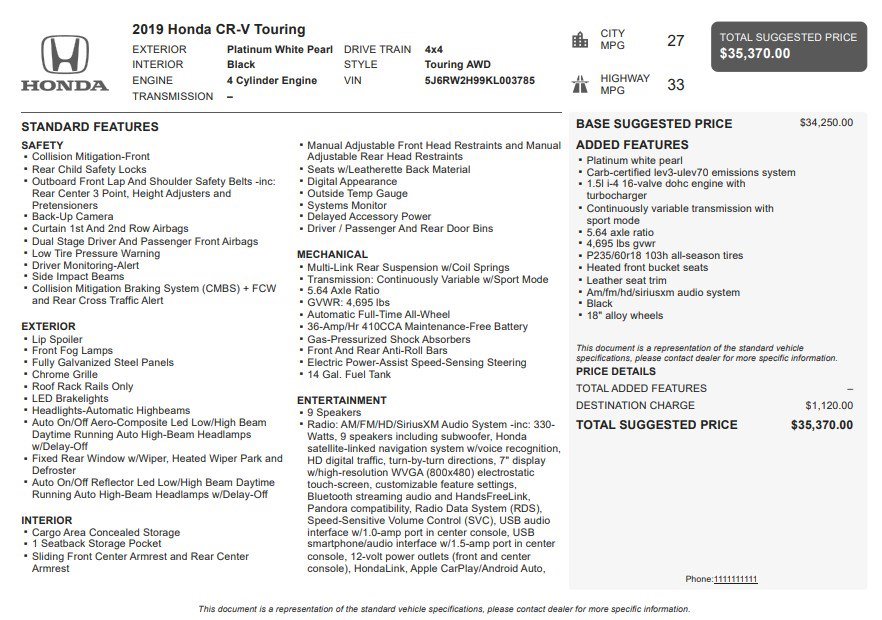 Used 2019 Honda CR-V Touring image 35