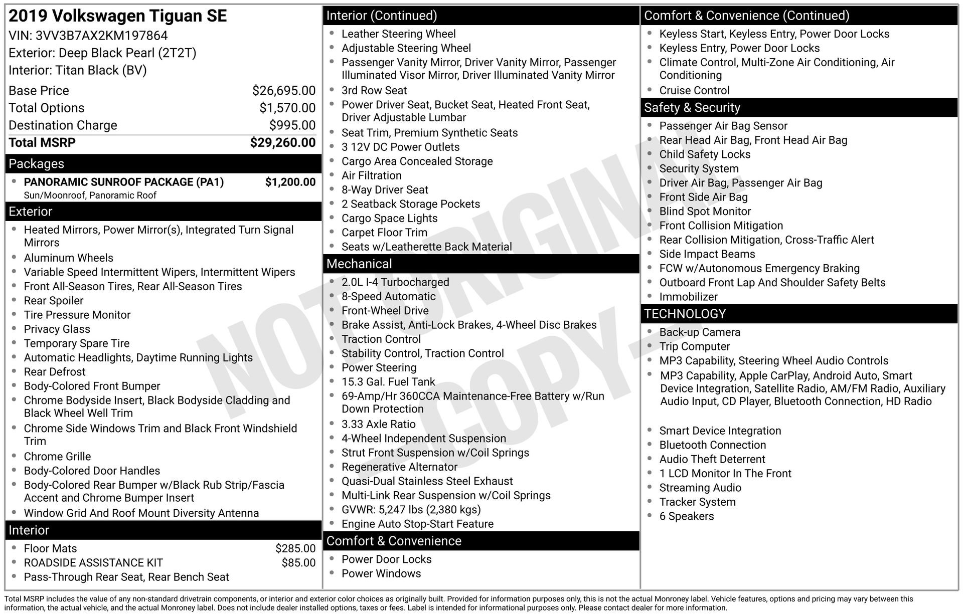 Used 2019 Volkswagen Tiguan SE w/ Panoramic Sunroof Package FWD image 2