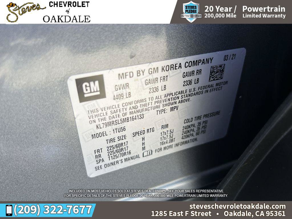 Certified 2021 Chevrolet TrailBlazer LT w/ Sun and Liftgate Package AWD/4WD image 36