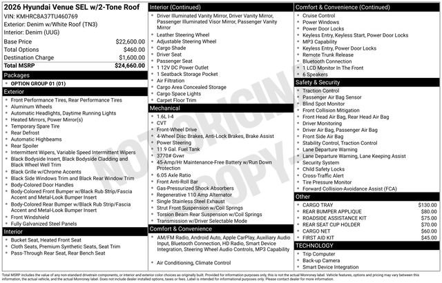 New 2026 Hyundai Venue SEL FWD image 43