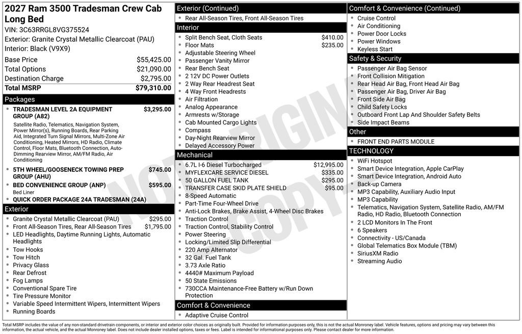 New 2027 RAM 3500 Tradesman AWD/4WD image 2