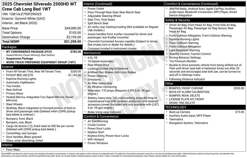 New 2025 Chevrolet Silverado 2500 W/T w/ WT Convenience Package image 17