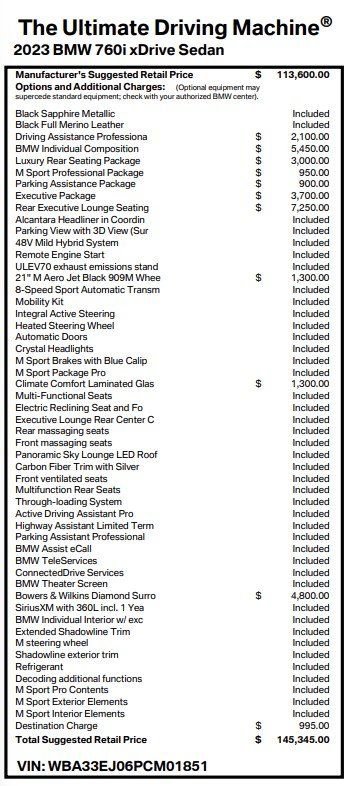 Used 2023 BMW 760i xDrive image 2