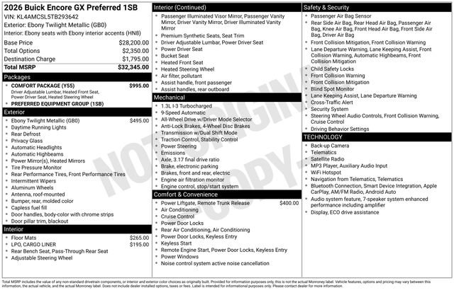 New 2026 Buick Encore GX Preferred w/ Comfort Package AWD/4WD image 3