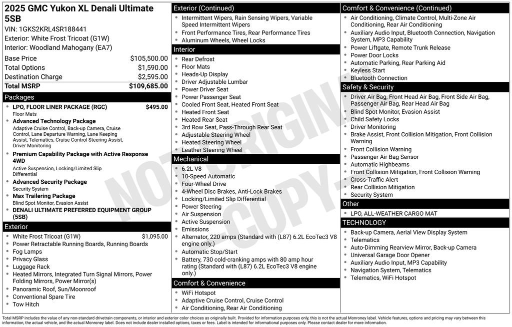 Used 2025 GMC Yukon XL Denali Ultimate w/ LPO, Floor Liner Package AWD/4WD image 43