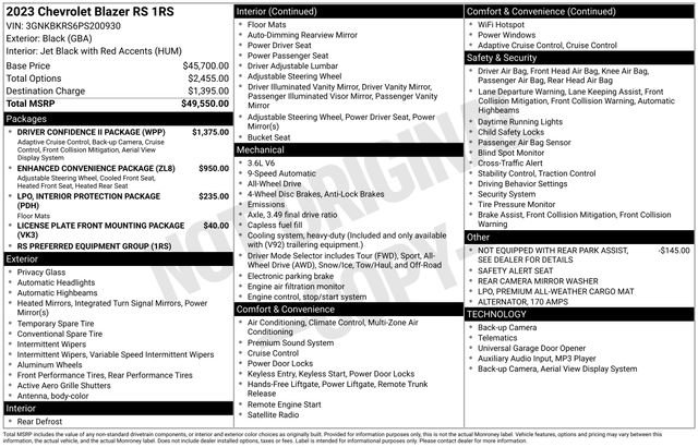 Certified 2023 Chevrolet Blazer RS w/ Driver Confidence II Package image 30