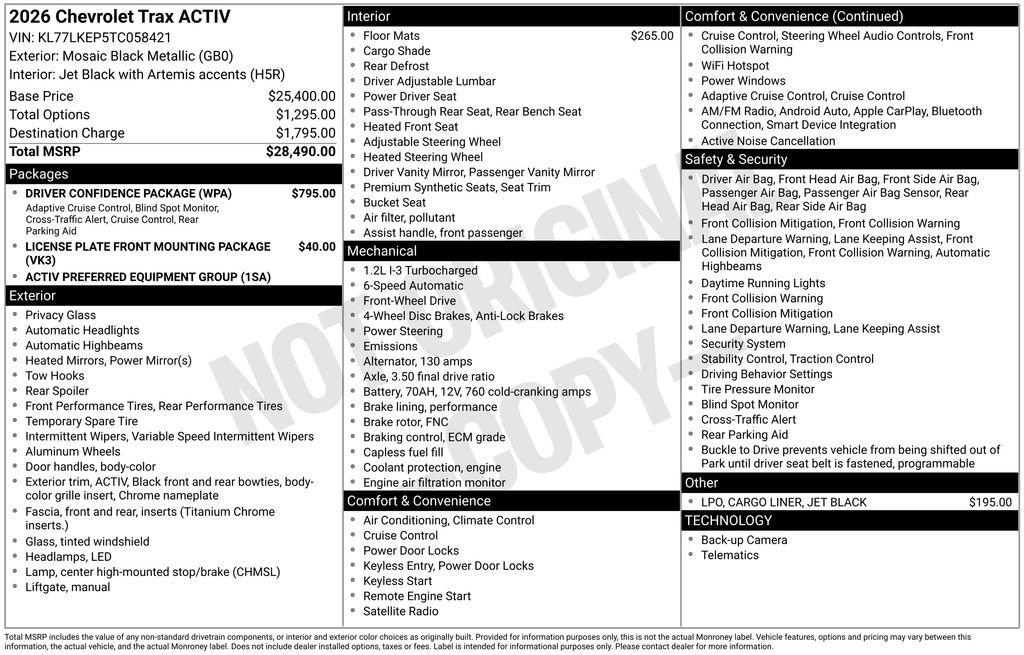 New 2026 Chevrolet Trax ACTIV w/ Driver Confidence Package image 9