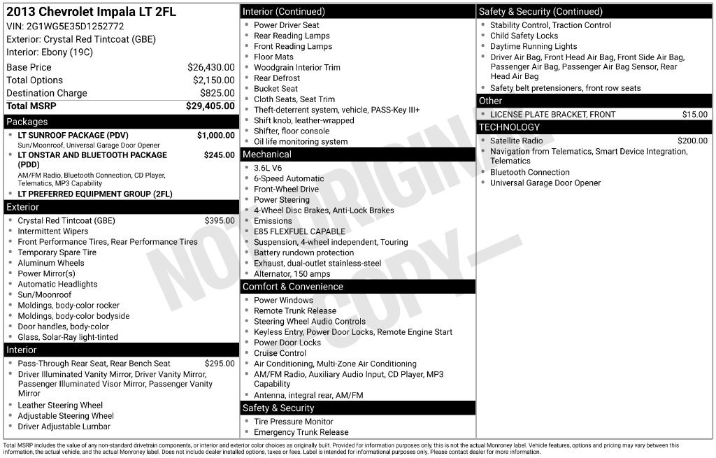 Used 2013 Chevrolet Impala LT w/ LT Sunroof Package FWD image 36