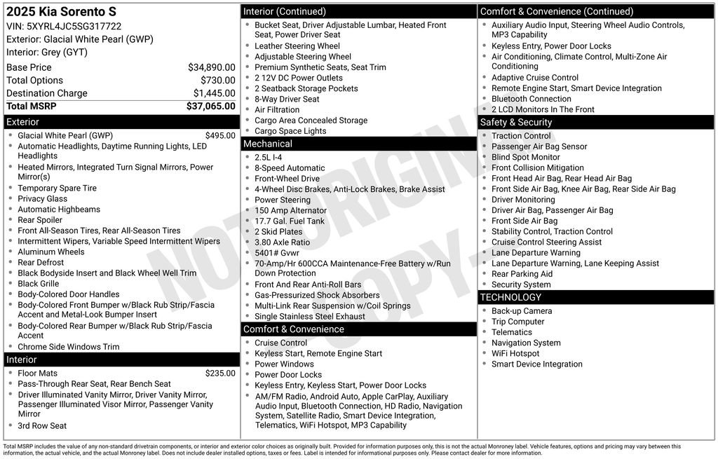 Certified 2025 Kia Sorento S FWD image 34