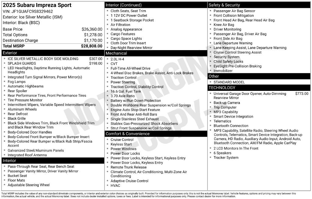 Certified 2025 Subaru Impreza 2.0i Sport AWD/4WD image 26