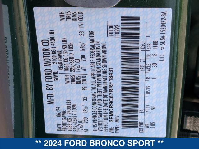 Certified 2024 Ford Bronco Sport Outer Banks image 24