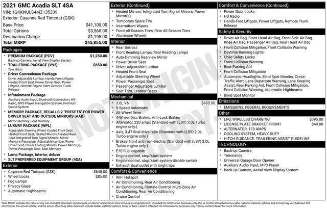 Used 2021 GMC Acadia SLT w/ Premium Package image 40