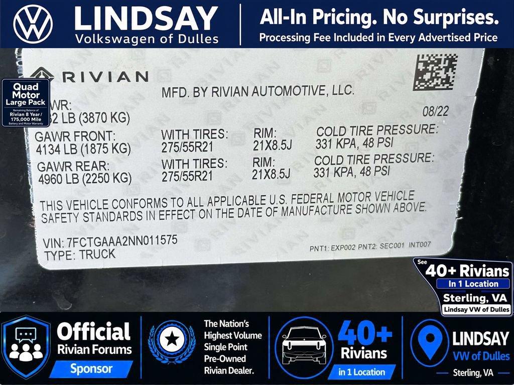 Used 2022 Rivian R1T Adventure AWD/4WD image 29