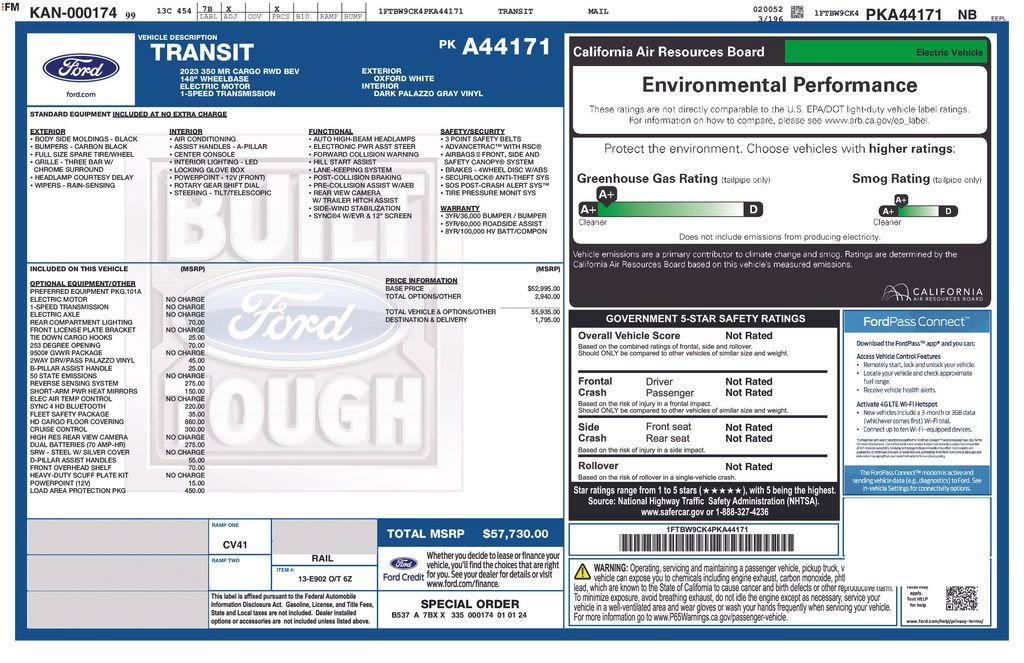 Used 2023 Ford E-Transit Medium Roof w/ Load Area Protection Package RWD image 3