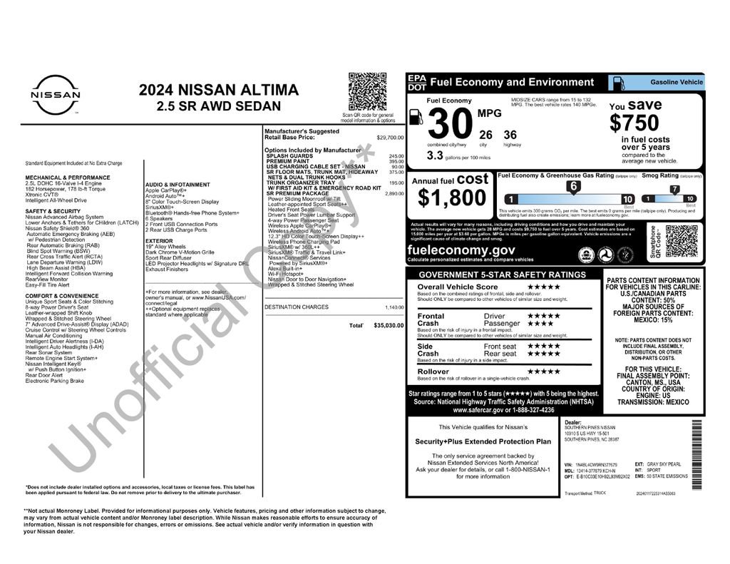 Used 2024 Nissan Altima 2.5 SR w/ SR Premium Package image 30