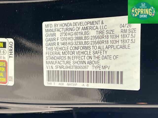 New 2026 Honda Odyssey EX-L image 33