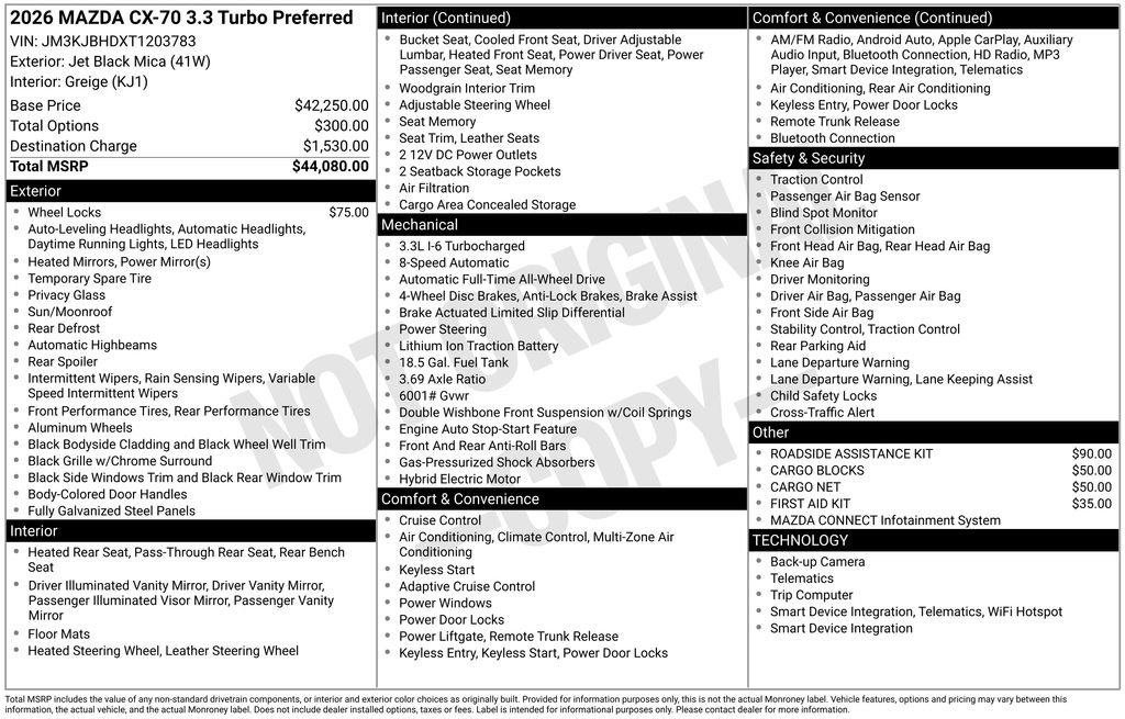 New 2026 MAZDA CX-70 3.3 Turbo w/ Preferred Package image 36