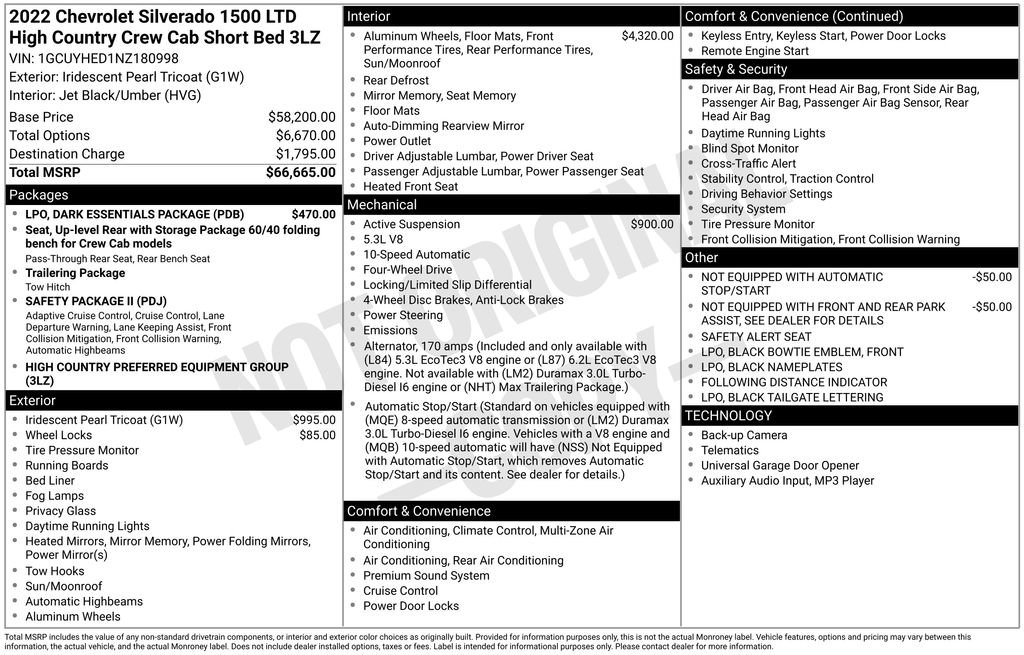 Used 2022 Chevrolet Silverado 1500 High Country w/ LPO, Dark Essentials Package image 53