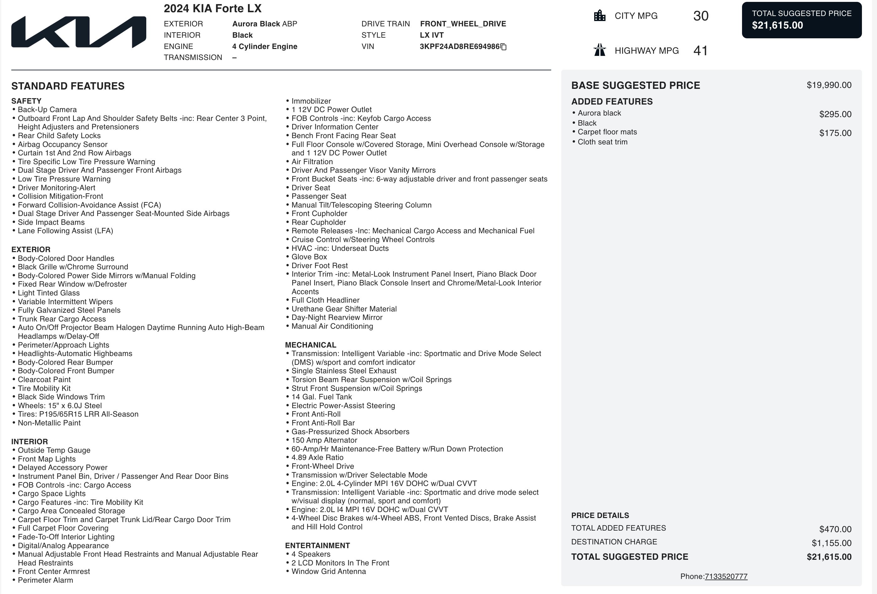 Used 2024 Kia Forte LX image 3