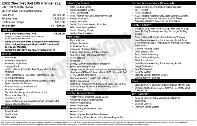 Used 2022 Chevrolet Bolt EUV Premier w/ Sun & Sound Package image 32