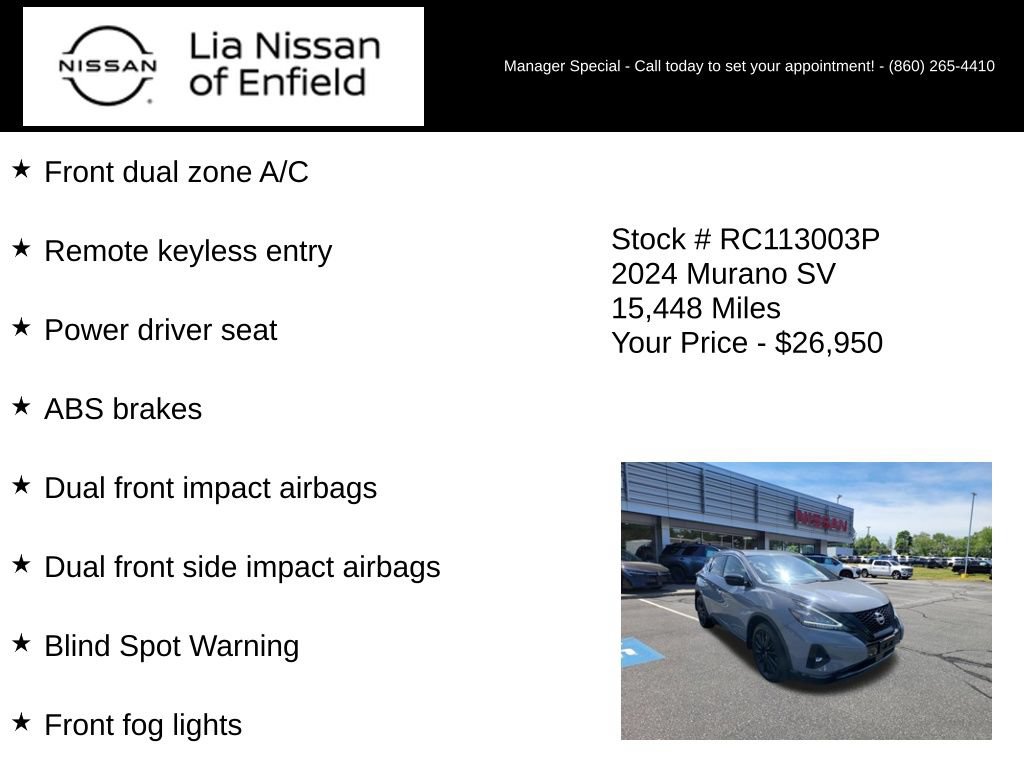 Certified 2024 Nissan Murano SV w/ SV Midnight Edition Package AWD/4WD image 15