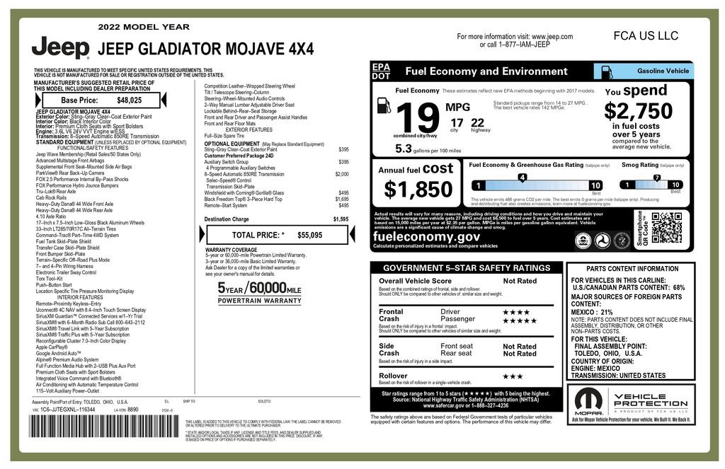 Used 2022 Jeep Gladiator Mojave w/ Auxiliary Switch Group image 3