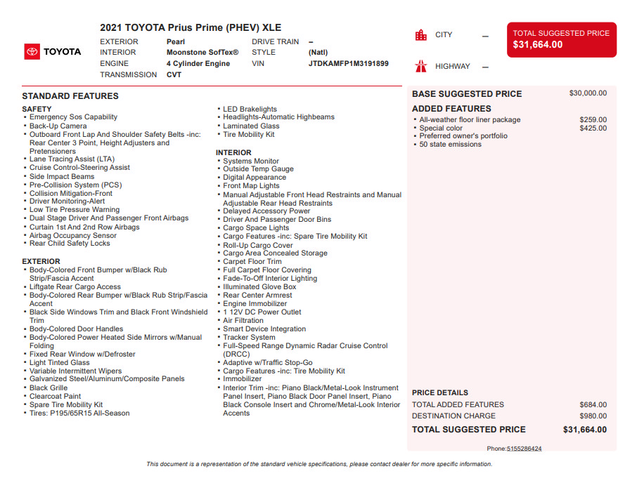 Used 2021 Toyota Prius Prime XLE FWD image 3