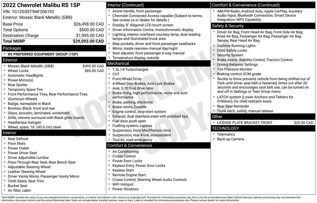 Used 2022 Chevrolet Malibu RS FWD image 10