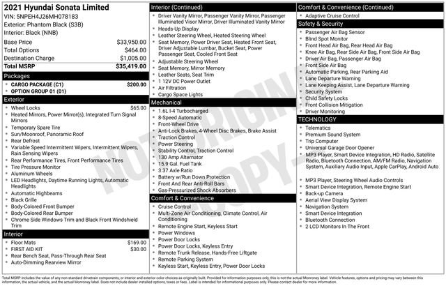 Used 2021 Hyundai Sonata Limited w/ Cargo Package FWD image 15