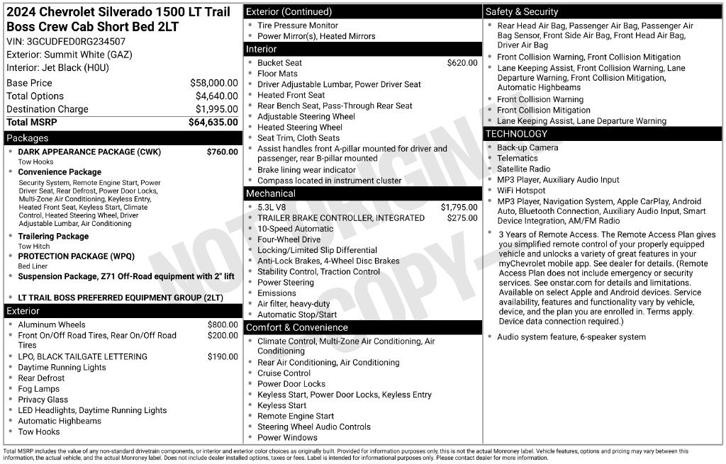 Certified 2024 Chevrolet Silverado 1500 LT Trail Boss w/ Dark Appearance Package AWD/4WD image 59