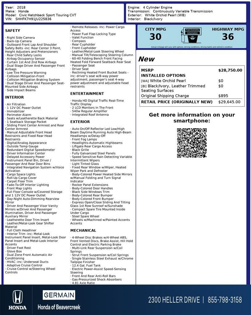 Used 2018 Honda Civic Sport Touring image 32