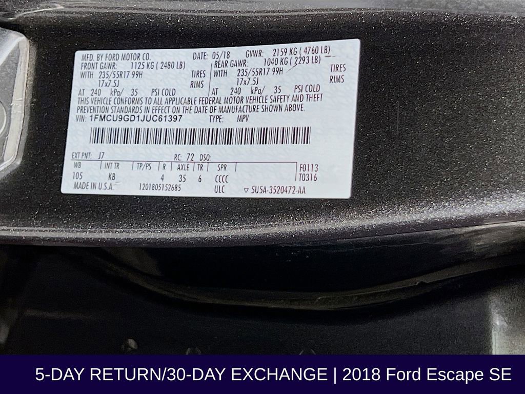 Certified 2018 Ford Escape SE image 35
